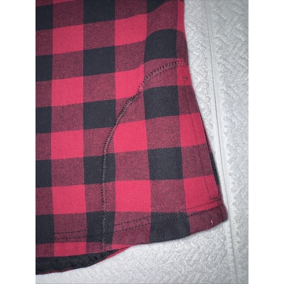 Wms Orvis S Fleece-Lined Flannel Plaid Shacket Shirt Jacket Red/Black Snap Up - Picture 6 of 16